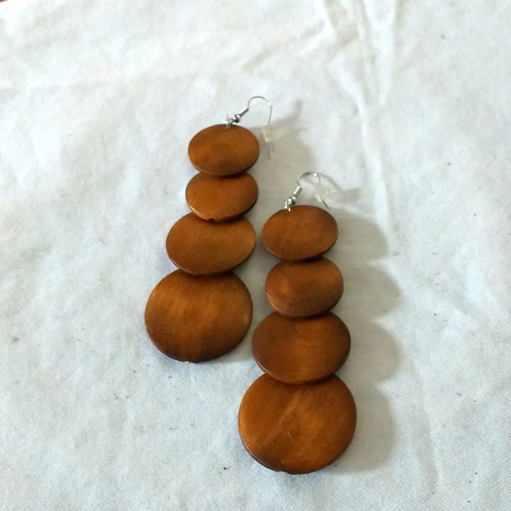 "Inch by Inch." Wooden earrings by Natural Girls Rock